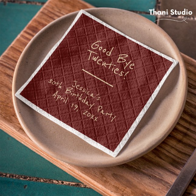 Goodbye 20s Feminine Minimalist Modern Typography Napkin (Creator Uploaded)