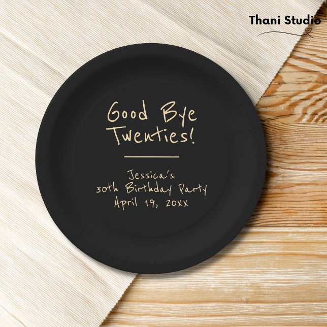 Goodbye 20s Feminine Minimalist Modern Typography Paper Plate (Creator Uploaded)