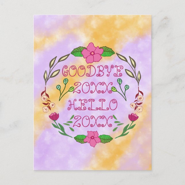 GOODBYE 20XX HELLO 20XX  INVITATION POSTCARD (Front)