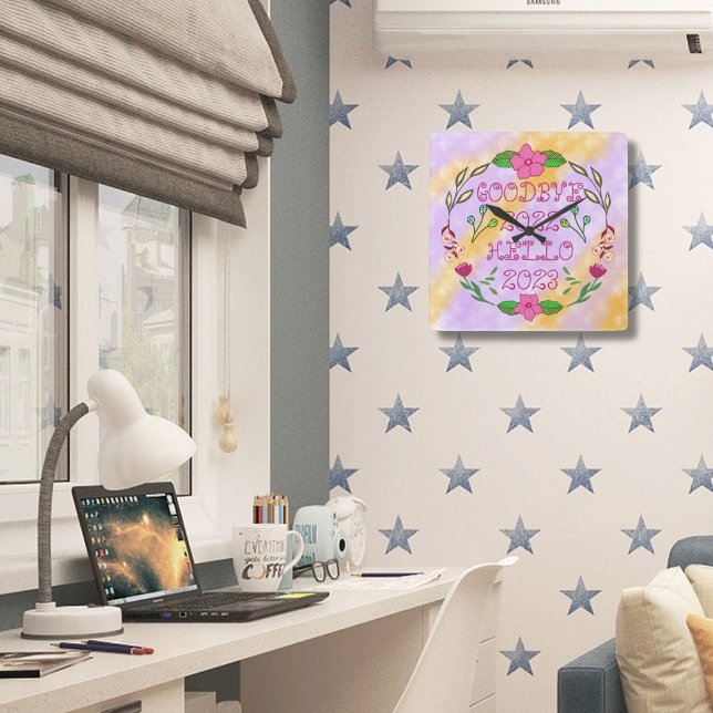 GOODBYE 20XX HELLO 20XX SQUARE WALL CLOCK (Creator Uploaded)