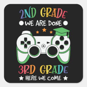 Goodbye 2nd Grade Hello 3rd Grade Gamer Kids Gift Square Sticker