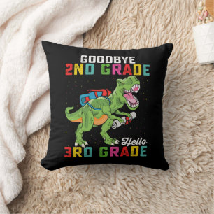 Goodbye 2nd Grade Hello 3rd Grade T Rex Dinosaur Cushion