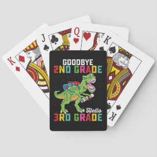 Goodbye 2nd Grade Hello 3rd Grade T Rex Dinosaur Playing Cards