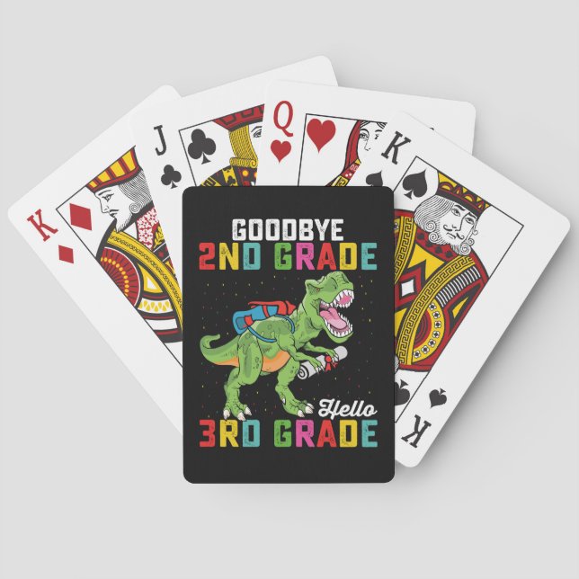 Goodbye 2nd Grade Hello 3rd Grade T Rex Dinosaur Playing Cards (Back)