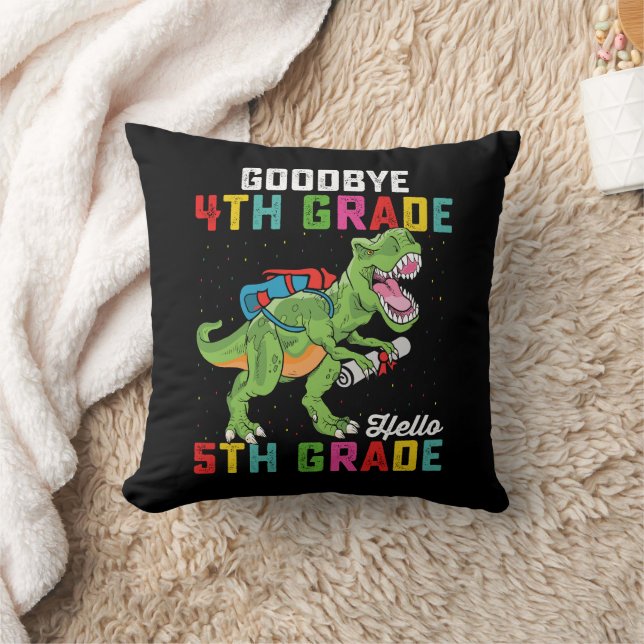 Goodbye 4th Grade Hello 5th Grade T Rex Dinosaur Cushion (Blanket)