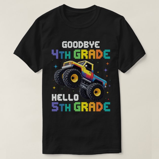 Goodbye 4th Grade Monster Truck Graduation  T-Shirt (Design Front)