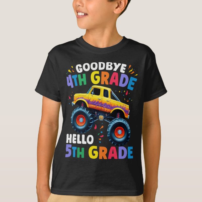 Goodbye 4th Grade Monster Truck Graduation  T-Shirt (Front)
