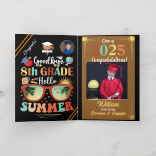 Goodbye 8th Grade Hello Summer Graduation Custom Foil Greeting Card