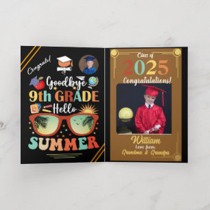 Goodbye 9th Grade Hello Summer Graduation Custom Foil Greeting Card