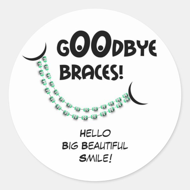 Goodbye Braces Green Orthodontist Patient Gift Classic Round Sticker (Front)