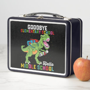 Goodbye Elementary Hello Middle School T Rex Metal Lunch Box