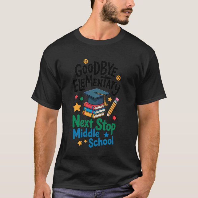 Goodbye Elementary Next Stop Middle School Groovy  T-Shirt (Front)