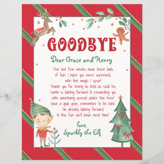 Goodbye Elf Christmas Elf Personalised (Front)