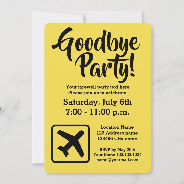 Goodbye farewell going away party invitations (Front)
