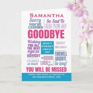 Goodbye Farewell New Job Retirement Card