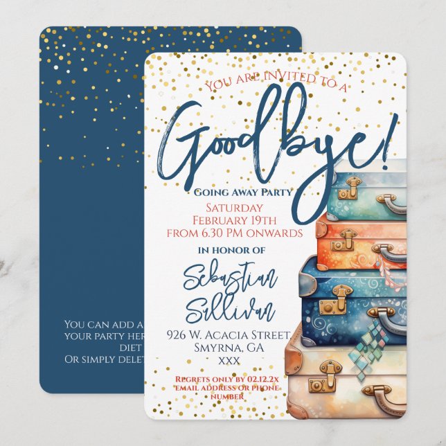 Goodbye Going Away Party Invitation (Front/Back)