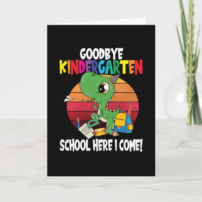 Goodbye Kindergarten Dino School Card (Front)