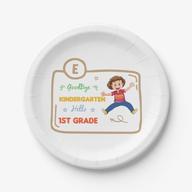 Goodbye Kindergarten Hello 1st Grade 2022 Paper Plate (Front)