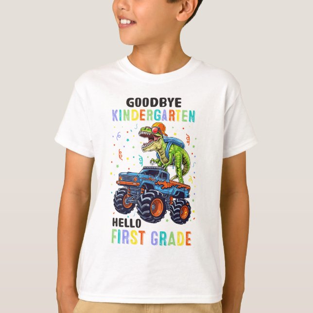 Goodbye Kindergarten Hello 1st Grade Dinosaur Boys T-Shirt (Front)