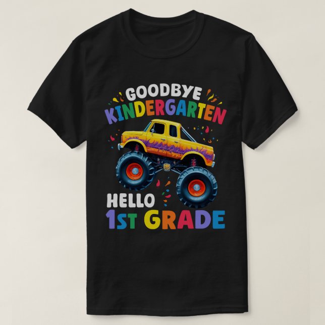 Goodbye Kindergarten Monster Truck Graduation T-Shirt (Design Front)
