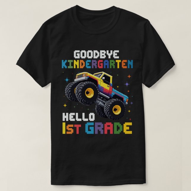 Goodbye Kindergarten Monster Truck Graduation T-Shirt (Design Front)