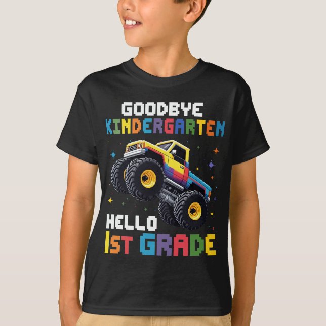 Goodbye Kindergarten Monster Truck Graduation T-Shirt (Front)