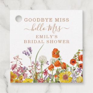 Goodbye Miss Hello Mrs Wildflower Bridal Shower Favour Tags