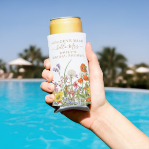 Goodbye Miss Hello Mrs Wildflower Bridal Shower Seltzer Can Cooler