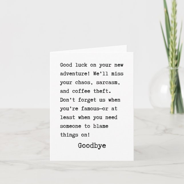 Goodbye moving out card (Front)