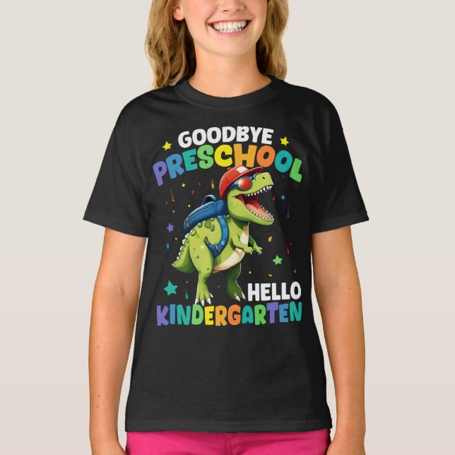 Goodbye Preschool Graduation Dinosaur T rex  T-Shirt (Front)