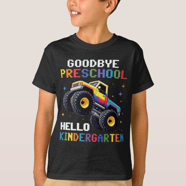Goodbye Preschool Monster Truck T rex Graduation  T-Shirt (Front)
