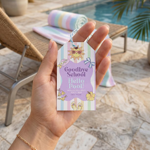 Goodbye School Hello Pool Stripes Gift Tags