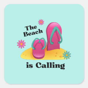  Goodbye School Hello Summer Beach Holiday      Square Sticker