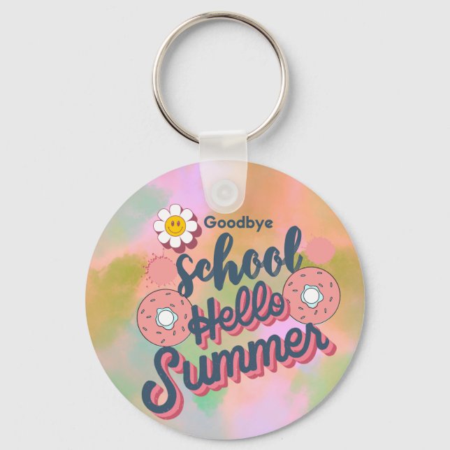 Goodbye School Hello Summer Doughnut Art Key Ring (Front)