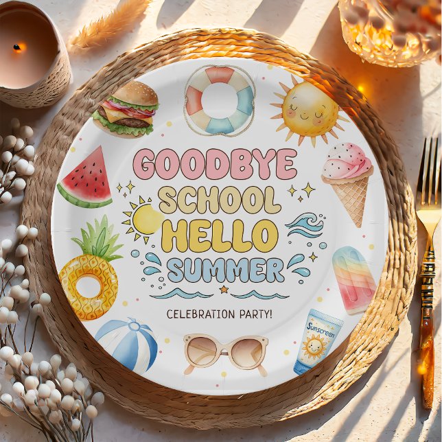 Goodbye School, Hello Summer, End of School Paper Plate (Creator Uploaded)