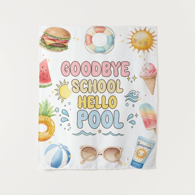 Goodbye School, Hello Summer, End of School Tapestry (Front)
