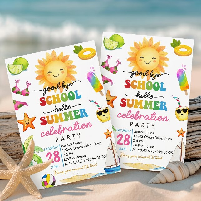 Goodbye School Hello Summer Party Invitation (Creator Uploaded)