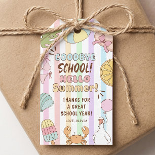 Goodbye School Hello Summer Stripes Gift Tags