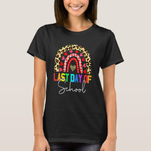 Goodbye School Last Day Of School Leopard Rainbow T-Shirt