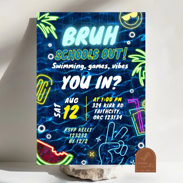 Goodbye school Pool Party Splash Summer Invitation (Creator Uploaded)