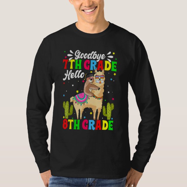 Goodbye Seventh Grade Hello 8th Grade Llama Sloth  T-Shirt (Front)