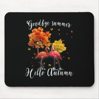 Goodbye Summer Hello Autumn Maple Flamingo Leaf Fa Mouse Mat
