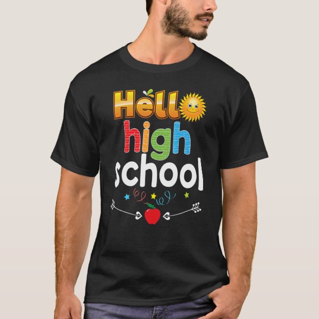 Goodbye Summer Hello High School Kid Student Teach T-Shirt (Front)