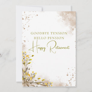 Goodbye Tension Hello Pension Elegant Retirement  Card
