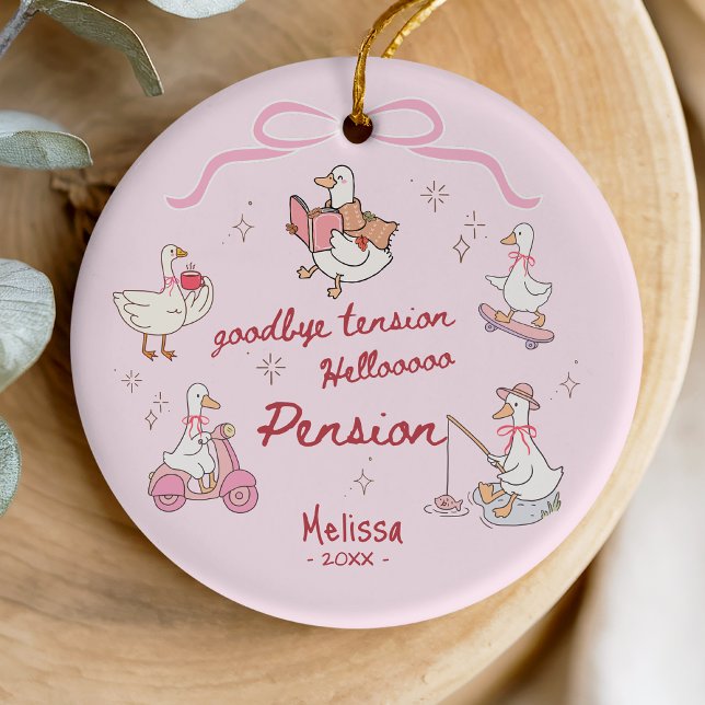 Goodbye tension hello pension silly duck retired ceramic tree decoration (Creator Uploaded)