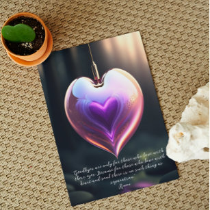 Goodbyes Rumi Quote Glass Heart Greeting Card