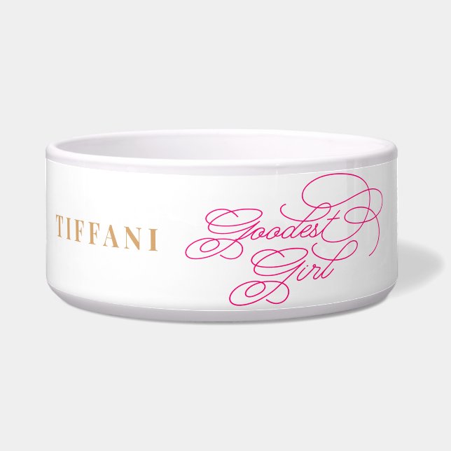 Goodest Girl Funny Classy Elegant White Pink Dog (Front)