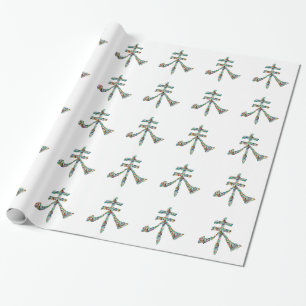 Goodluck Script : Chinese Oriental Gems Wrapping Paper