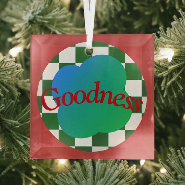 Goodness Quote Classic Red&Green Typography Glass Tree Decoration (Insitu)