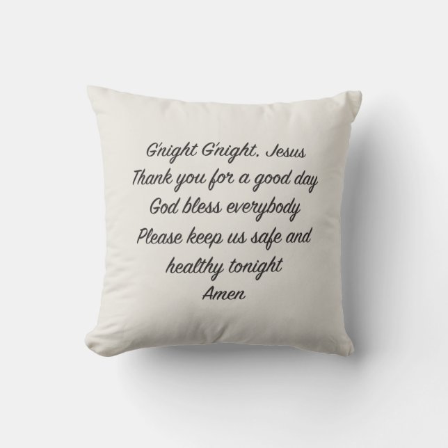 Goodnight Prayer Throw Pillow (Front)